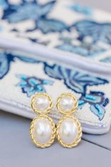 Lisi Lerch Jackie Pearl & Gold Roped Statement - Earrings - Belle of the Ball