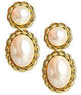 Lisi Lerch Jackie Pearl & Gold Roped Statement - Earrings - Belle of the Ball