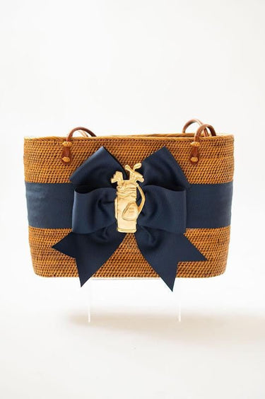 Large Charlotte - Navy Fluffy Bow with Golf Bag - Lisi Lerch