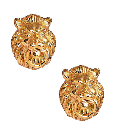Lisi Lerch Lion Door Knocker  Earrings in Gold Brass