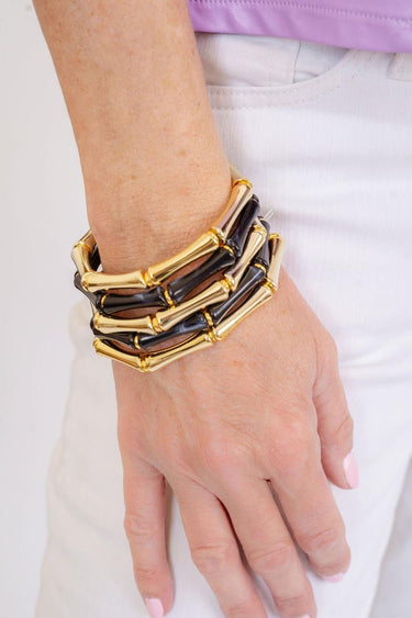 Lucy Bracelet Stack - 3 Gold & 2 Black - Lisi Lerch