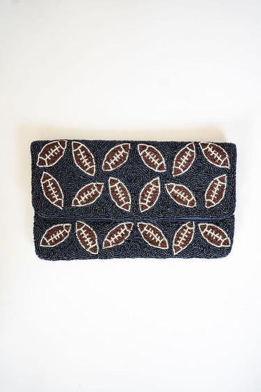 Lisi Lerch Navy Football - Beaded Clutch
