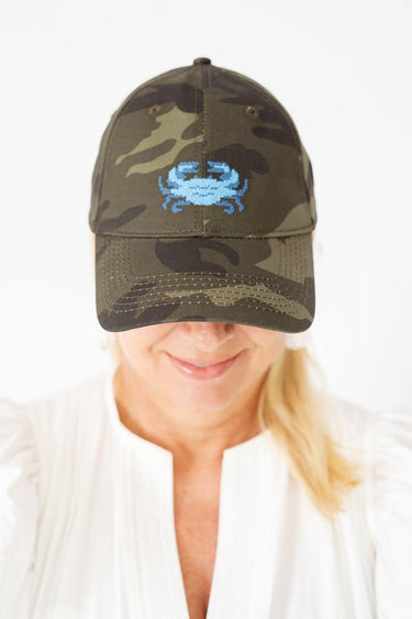 Lisi Lerch Needlepoint Baseball Hat - Blue Crab