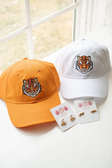 Lisi Lerch Needlepoint Baseball Hat - Tiger - White