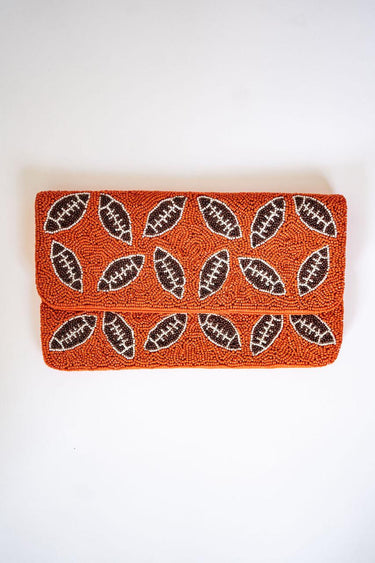 Lisi Lerch Orange Football - Beaded Clutch