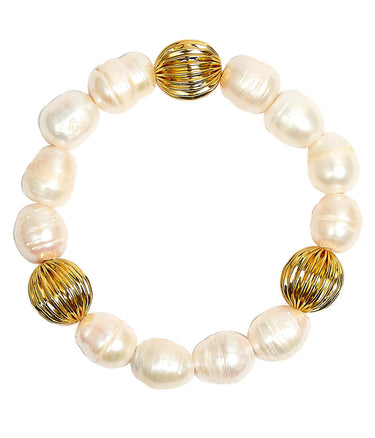 Lisi Lerch Parker - Gold Beaded Bracelet - Freashwater Pearl & 12mm