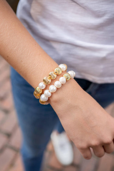 Lisi Lerch Parker - Gold Beaded Bracelet - Freashwater Pearl & 12mm