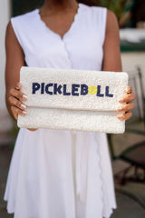 Lisi Lerch Pickleball White - Beaded Clutch