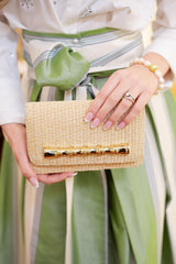 Lisi Lerch Ruby Straw Clutch - Gold Charm Bamboo Bar