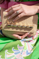 Lisi Lerch Ruby Straw Clutch - Gold Charm Bamboo Bar