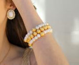 Lisi Lerch Sarah Stack - Georgia Beaded Bracelet Stack - 2 Freshwater Pearl 10mm and 1 - 10mm - Sarah Weisbrod