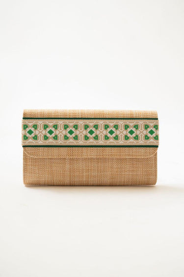 Straw Avery Clutch - Kerry Ribbon with Hunter Layer