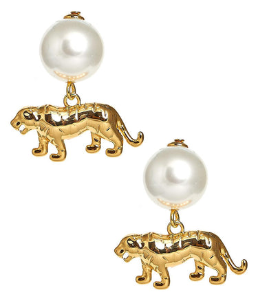 Lisi Lerch Tiger Pearl Drop - Gold Earring