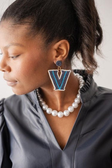 Lisi Lerch "V" for Villanova - Fabric Backed Earrings