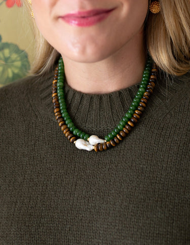 Susie- Quartz Beaded Necklace with freshwater Pearl