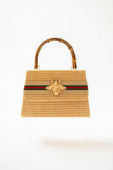 Lulu Straw Clutch - Sand Band - Gold Charm - Lisi Lerch