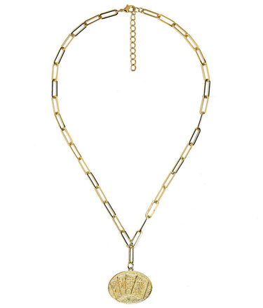 Mahjong Charm Tile Necklace - Paper Clip chain - 18k Gold Plated - Lisi Lerch