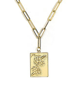 Mahjong Charm Tile Necklace - Paper Clip chain - 18k Gold Plated - Lisi Lerch