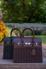 Margo - Fall Wicker Handbag - Black & Chocolate - Lisi Lerch
