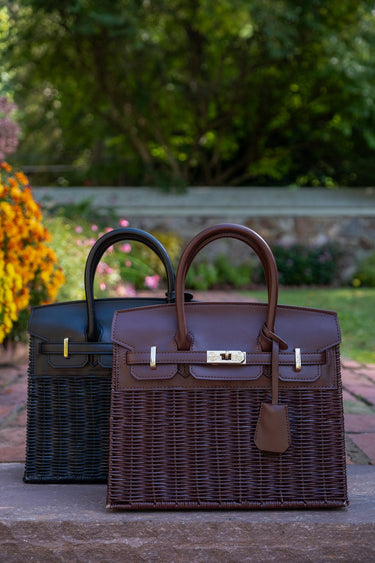 Margo - Fall Wicker Handbag - Black & Chocolate - Lisi Lerch