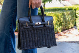 Margo - Fall Wicker Handbag - Black & Chocolate - Lisi Lerch
