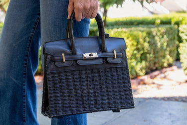 Margo - Fall Wicker Handbag - Black & Chocolate - Lisi Lerch