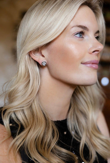 Margot - Bezel Textured Stud Earring - 18k Gold Plated - Darby Clark Collection - Lisi Lerch