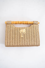 Mary Gold Straw Clutch - Bamboo Natural Handle - Lisi Lerch