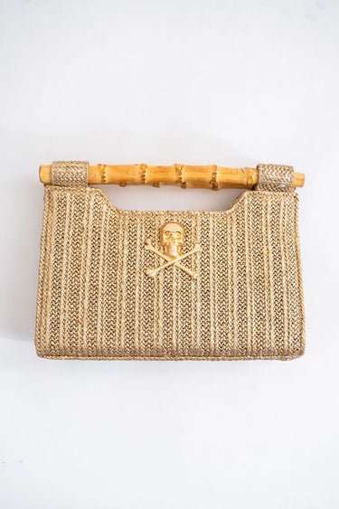 Mary Gold Straw Clutch - Bamboo Natural Handle - Lisi Lerch