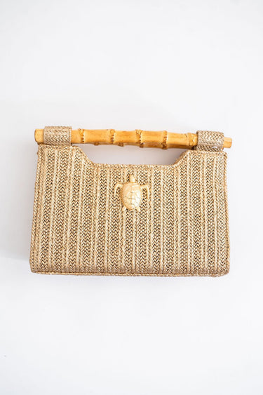 Mary Gold Straw Clutch - Bamboo Natural Handle - Lisi Lerch
