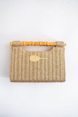 Mary Gold Straw Clutch - Bamboo Natural Handle - Lisi Lerch