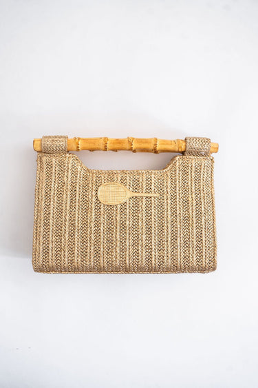 Mary Gold Straw Clutch - Bamboo Natural Handle - Lisi Lerch