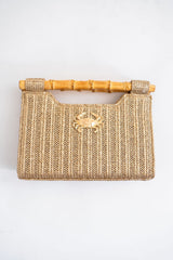Mary Gold Straw Clutch - Bamboo Natural Handle - Lisi Lerch