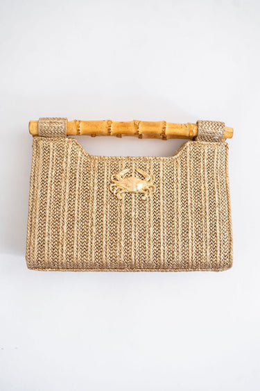 Mary Gold Straw Clutch - Bamboo Natural Handle - Lisi Lerch