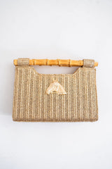 Mary Gold Straw Clutch - Bamboo Natural Handle - Lisi Lerch