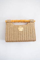Mary Gold Straw Clutch - Bamboo Natural Handle - Lisi Lerch