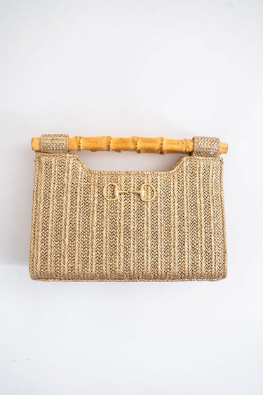 Mary Gold Straw Clutch - Bamboo Natural Handle - Lisi Lerch