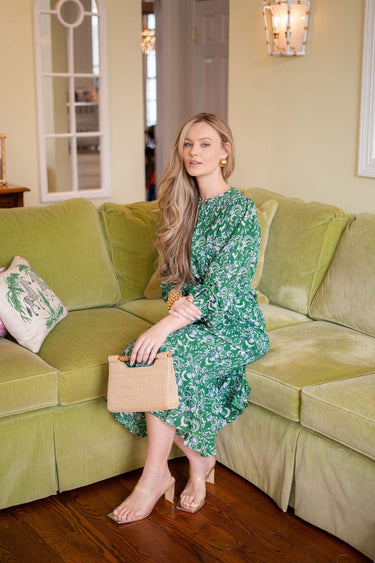 Mary Natural Straw Clutch - Bamboo Natural Handle - Lisi Lerch
