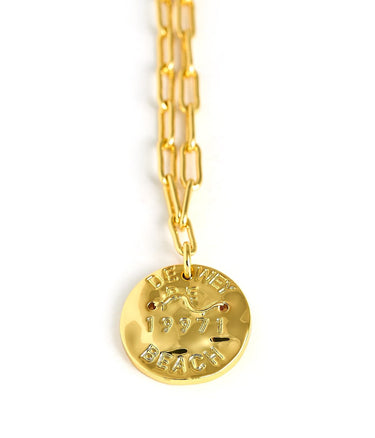 Mini Beach Tag Charm Necklace – 18k Gold Plated - Lisi Lerch