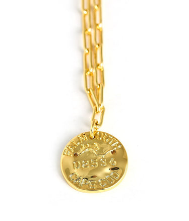Mini Beach Tag Charm Necklace – 18k Gold Plated - Lisi Lerch