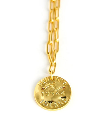 Mini Beach Tag Charm Necklace – 18k Gold Plated - Lisi Lerch