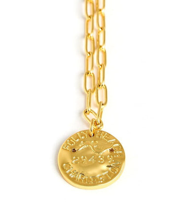 Mini Beach Tag Charm Necklace – 18k Gold Plated - Lisi Lerch