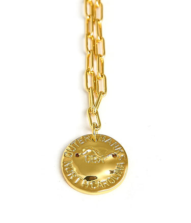 Mini Beach Tag Charm Necklace – 18k Gold Plated - Lisi Lerch