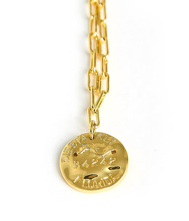 Mini Beach Tag Charm Necklace – 18k Gold Plated - Lisi Lerch