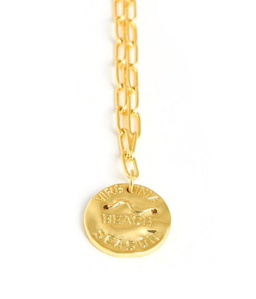 Mini Beach Tag Charm Necklace – 18k Gold Plated - Lisi Lerch