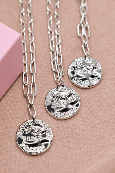 Mini Beach Tag Charm Necklace – Sterling Silver Plated - Lisi Lerch