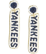 MLB Beaded Word Drop - Fabric Backed Earrings - Lisi Lerch