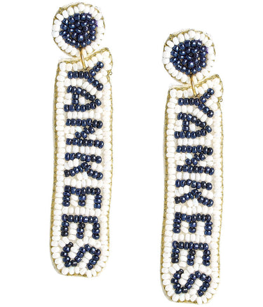 MLB Beaded Word Drop - Fabric Backed Earrings - Lisi Lerch