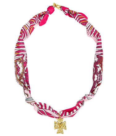 Mollie Pink Cross Scarf Necklace - Lisi Lerch