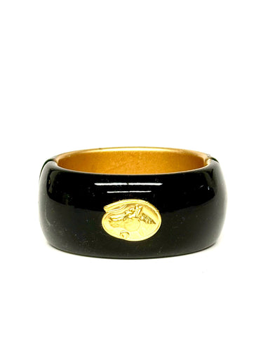 Narrow Black Cuff- Horse and Lasso-Sample Sale- Final Sale - Lisi Lerch